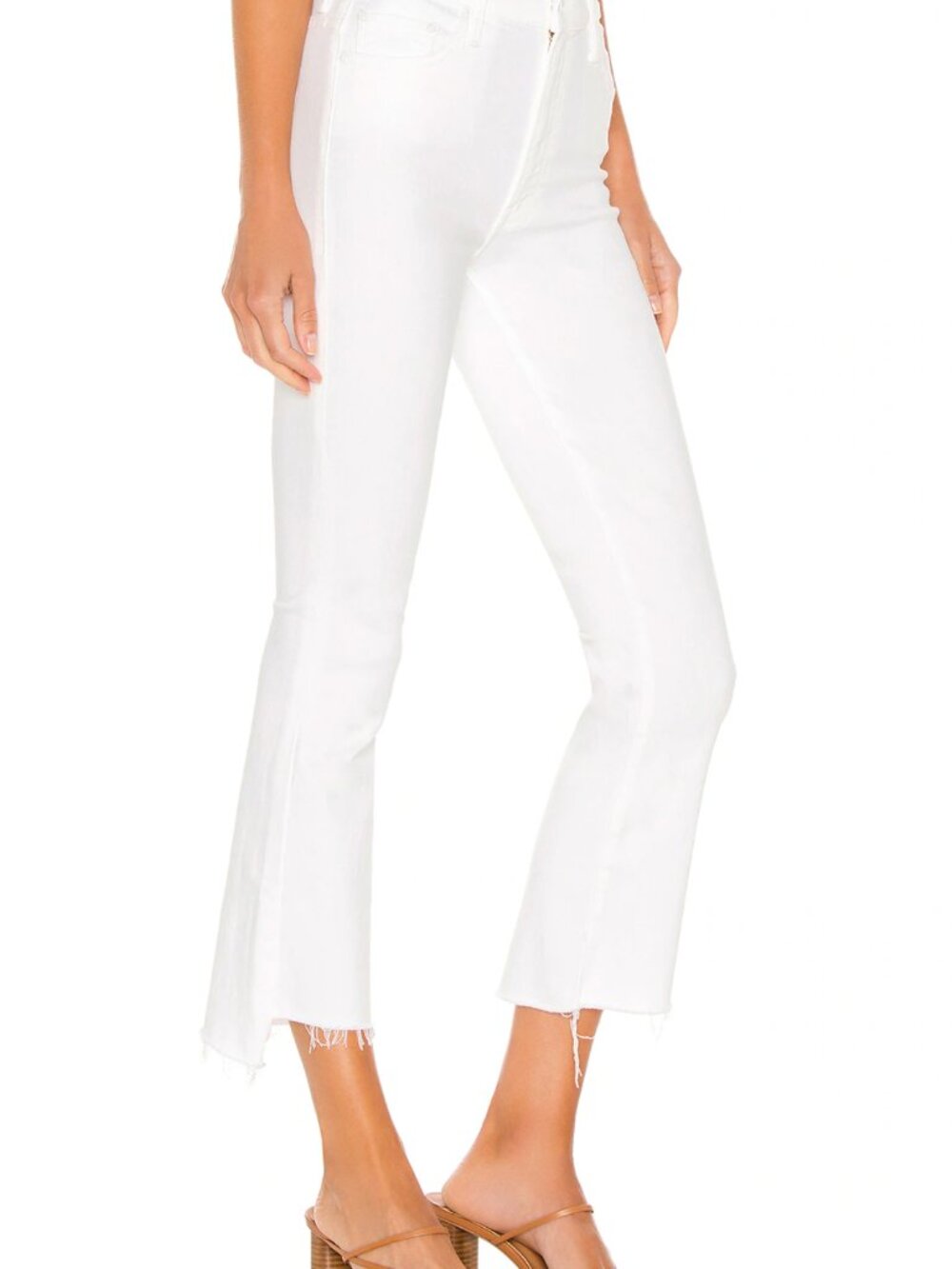 MOTHER The Insider Crop Step Fray Jeans - White